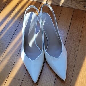Nicole Miller Chic White Slingback Heels